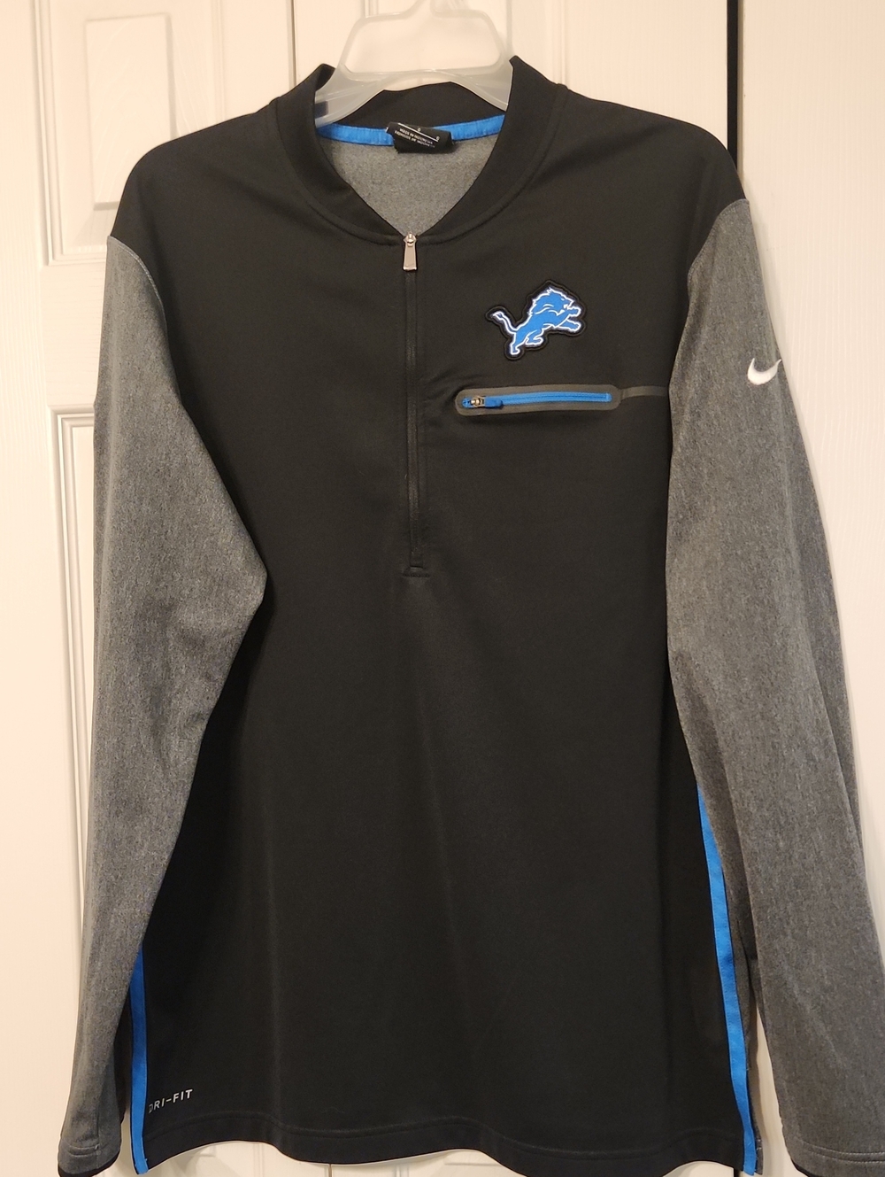 Nike Onfield Apparel NFL Detroit Lions Quarter-Zip Pullover Size L